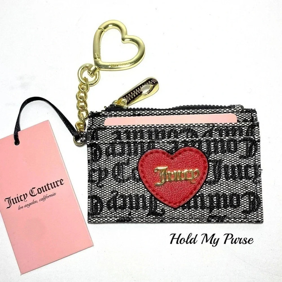 Juicy Couture Love Actually Mini Wallet Card & Coin Case Keychain Bag Charm NWT - Picture 2 of 6